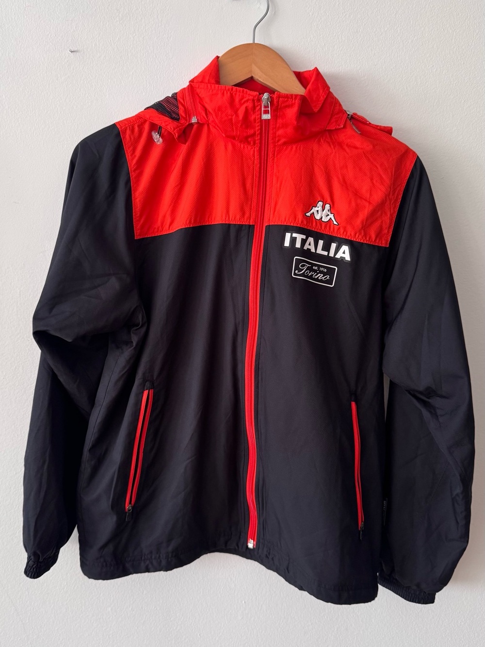 Kappa Black and Red Italia Windbreaker Jacket